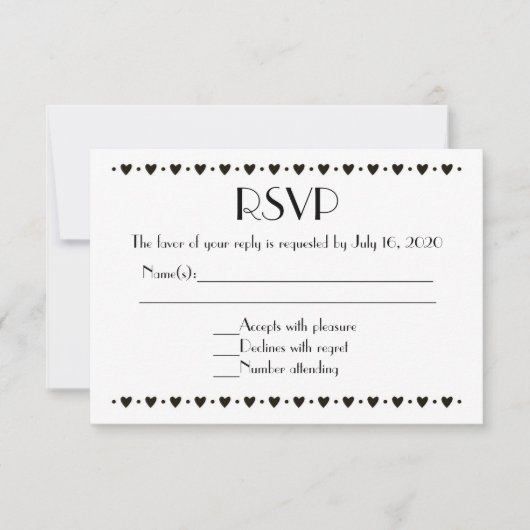 Cartes mariages RSVP en noir simple (Devant)