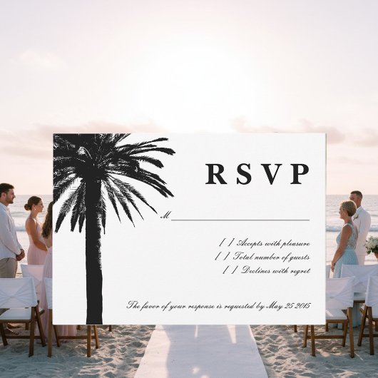 Cartes mariages RSVP Palm tree | Thème de plage