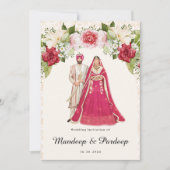 Cartes mariages Sikh Punjabi faire-part de mariage (Devant)