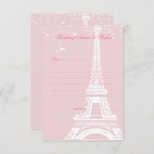Cartes Mariages Tour Eiffel rose (Devant / Derrière)