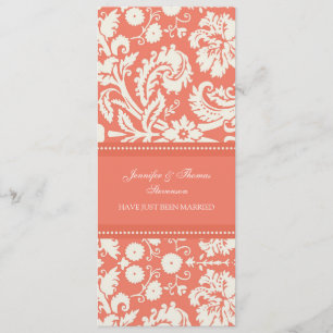 Cartes mariées de corail de faire-part de damassé