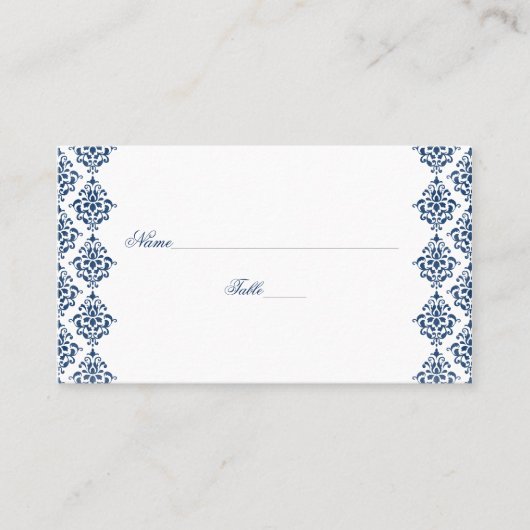 Cartes marines bleu et blanc Mariage damassé (Devant)