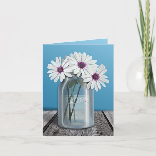 Cartes Mason Jar aux couleurs florale blanches et  (Devant)