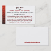 Cartes Médicales de RSD/CRPS (Devant / Derrière)