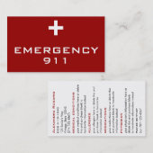 Cartes Médicales de secours d'identification (Devant / Derrière)