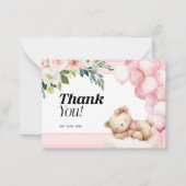 Cartes Merci Baby shower Fille rose (Devant)