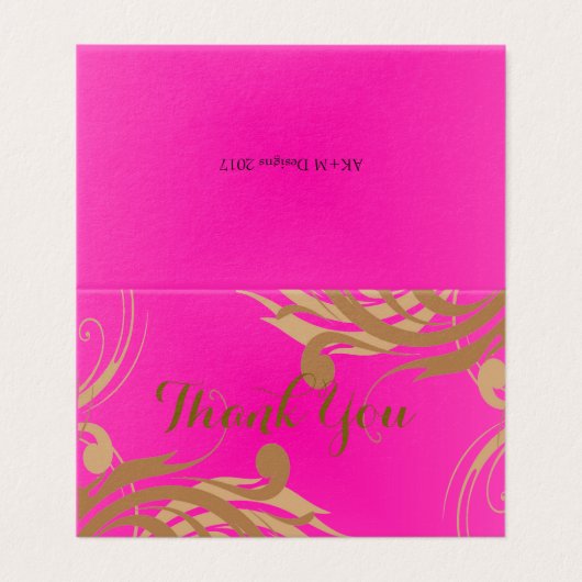 Cartes "Merci" Rose Chaud (Outside Unfolded)