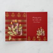Cartes Merry Xmas Rouge or Noël bougies (Intérieur)