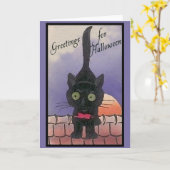 Cartes mignonnes de Halloween de chat noir (Fleur jaune)