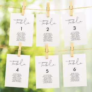 Cartes minimalistes de sièges mariages manuscrits