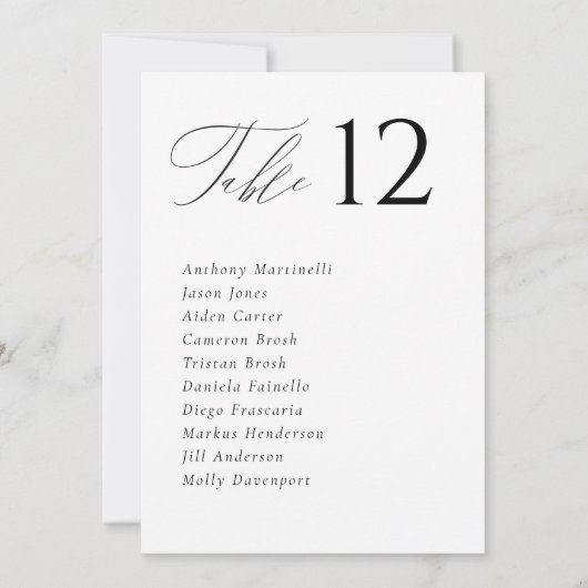 Cartes minimes simples de table de Mariage (Dos)