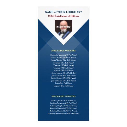 Cartes Modèles d'installation maçonnique bleu mari (Dos)