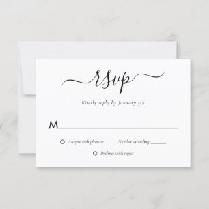 Cartes modernes de mariage noir et blanc RSVP