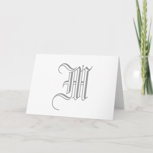 Cartes Monogram M pour Mariage gris blanc (Devant)