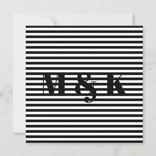 Cartes monogrammes personnalisées noir blanc rayur (Devant)