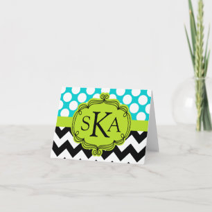 Cartes Monogrammes Polka Dot Chevron