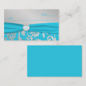Cartes Monogrammes Turquoise et Argent (Devant / Derrière)