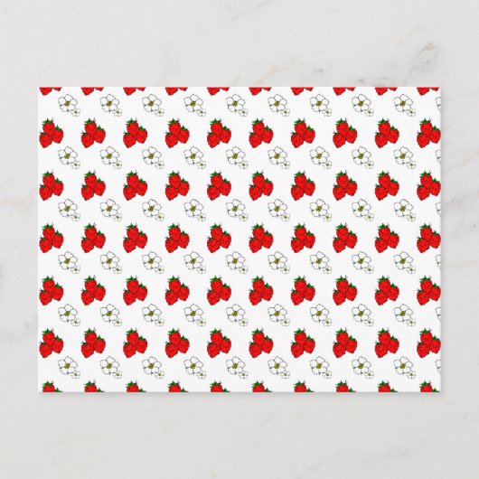 Cartes Motifs de fraises rouges et fleurs (Devant)