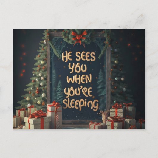 cartes noël Il vous voit quand vous dormez (Devant)