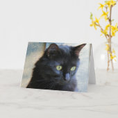 Cartes noires de note de chat, vierges à l'intérie (Fleur jaune)