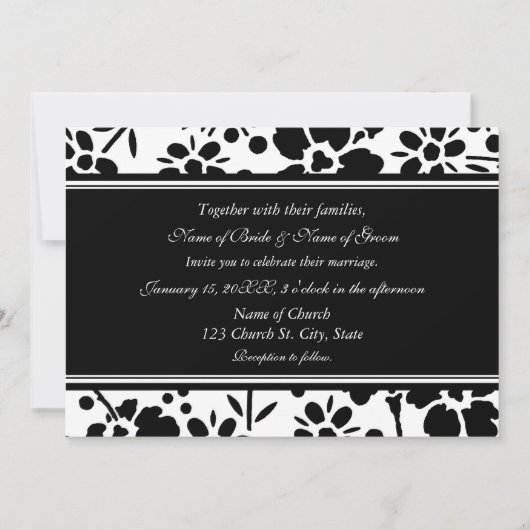 Cartes noires et blanches de faire-part de mariage (Devant)