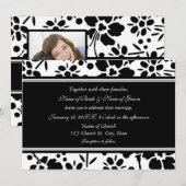 Cartes noires et blanches de faire-part de mariage (Devant / Derrière)