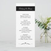 Cartes noires et blanches de menu de réception (Debout devant)