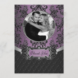 Cartes noires et pourpres de damassé de mariage de
