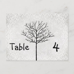 Cartes Numéro de table Arbre Arbre Argent Damas