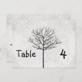 Cartes Numéro de table Arbre Arbre Argent Damas (Devant / Derrière)