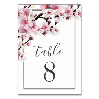 Cartes Numéro de table Cerry Blossom rose Mariage