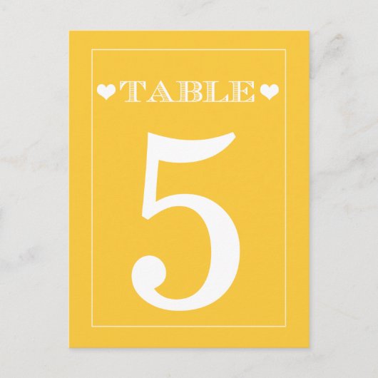 Cartes Numéro de table du Mariage jaune au coeur m (Devant)