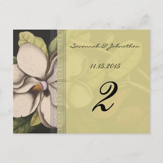 Cartes Numéro de table Magnolia (Dos)