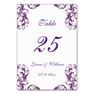 Cartes Numéro de table mariage Arroser Damas