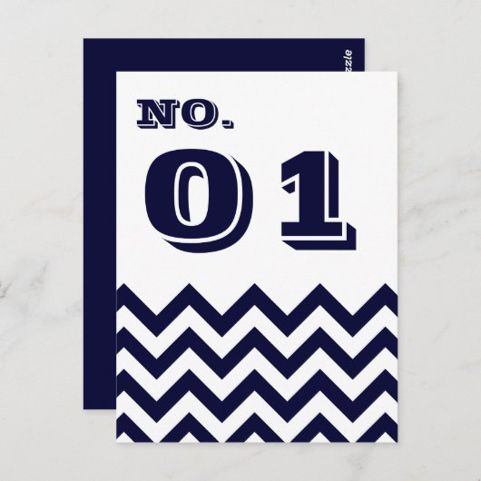 Cartes Numéro de Table Mariage Chevron (Devant / Derrière)