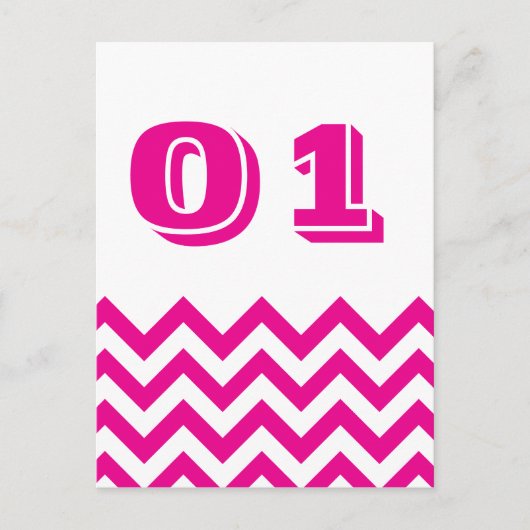 Cartes Numéro de Table Mariage Chevron (Devant)