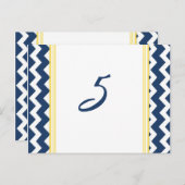 Cartes Numéro de Table mariage Citron Bleu Chevron (Devant / Derrière)
