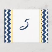 Cartes Numéro de Table mariage Citron Bleu Chevron (Devant)