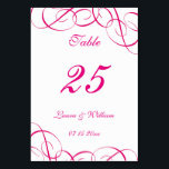 Cartes Numéro de table mariage | Fuchsia<br><div class="desc">Design moderne et élégant imprimé Fucsia Fwirls numéros de table Mariage qui peuvent être customisés avec votre texte et ajouter chaque carte de numéro de table à votre panier,  un par un. Découvrez le magasin Graphic Art Design pour d'autres produits qui correspondent à ce design !</div>