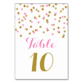 Cartes Numéro de table Mariage Gold Pink Confetti (Par défaut)