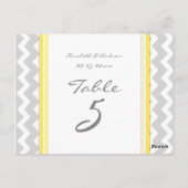 Cartes Numéro de table mariage Gris Jaune Chevron (Dos)