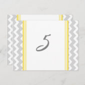 Cartes Numéro de table mariage Gris Jaune Chevron (Devant / Derrière)