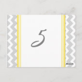 Cartes Numéro de table mariage Gris Jaune Chevron (Dos)