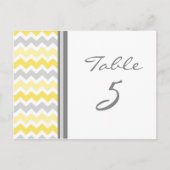 Cartes Numéro de table mariage Gris Jaune Chevron (Devant)