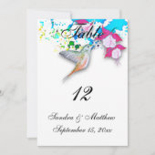 Cartes Numéro de Table Mariage Hummingbird & Fuchs (Devant)