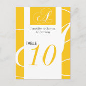 Cartes Numéro De Table mariage Monogramme Jaune A (Devant)