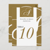 Cartes Numéro de table mariage Monogramme Or (Devant / Derrière)