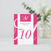 Cartes Numéro de table mariage Monogramme rose M (Debout devant)