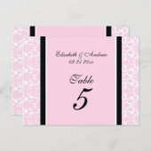 Cartes Numéro De Table mariage Rose Damask (Devant / Derrière)