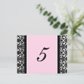 Cartes Numéro De Table mariage Rose Damask (Debout devant)
